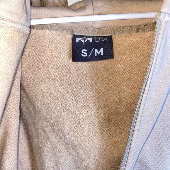 Popflex Oversized Cloud Zip Up Hoodie S/M, Sand, Tan - Picture 11 of 11
